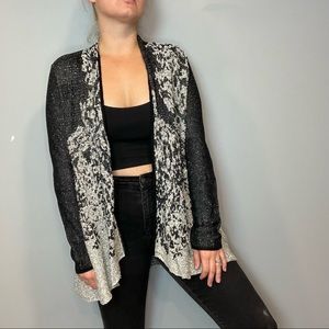 Nic + Zoe NWT Black & White Long Sleeve Cardigan with Pockets - Petite Large